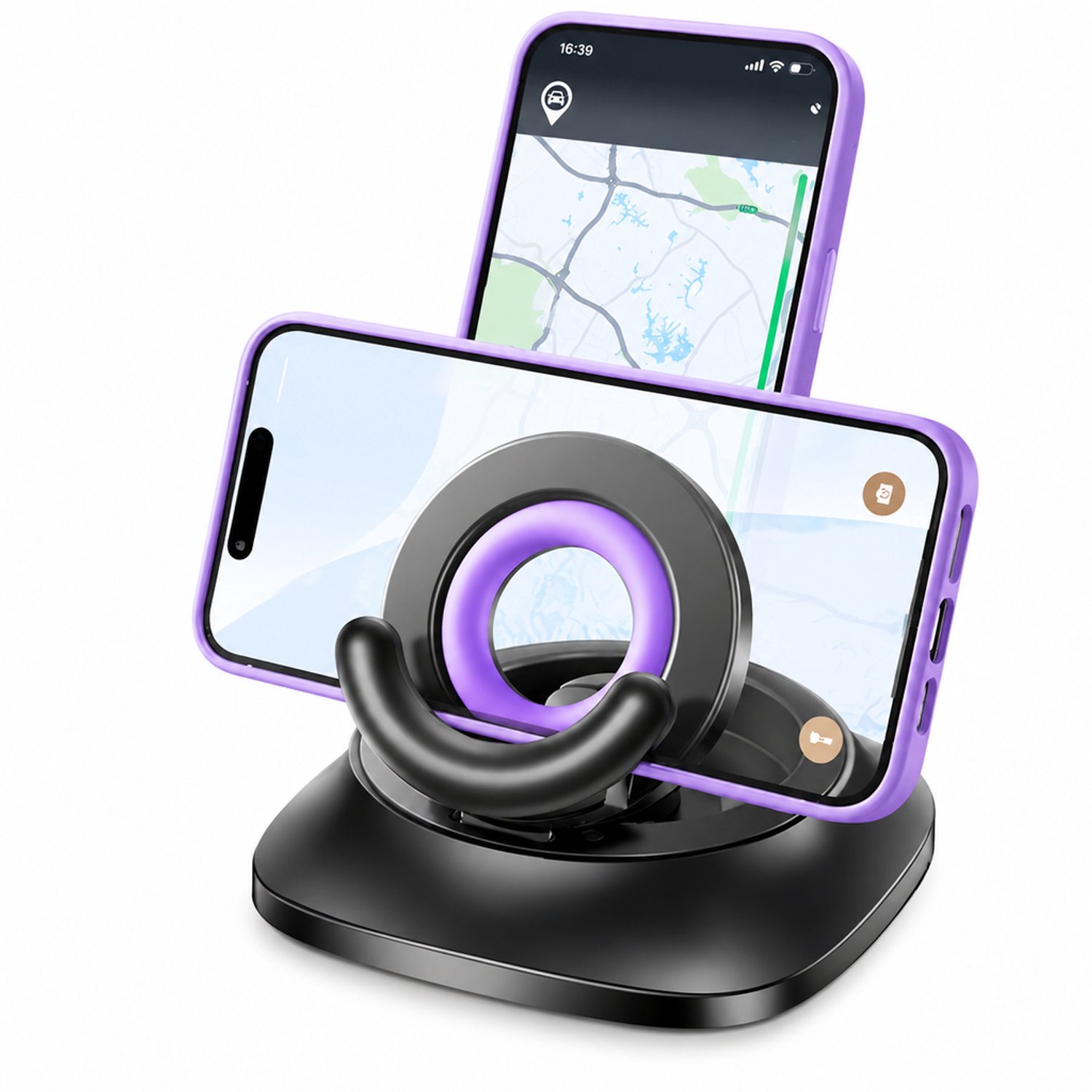 telefoonhouders auto paarse telefoonhouder met vergroot antislipkussen voor gebruik in de auto