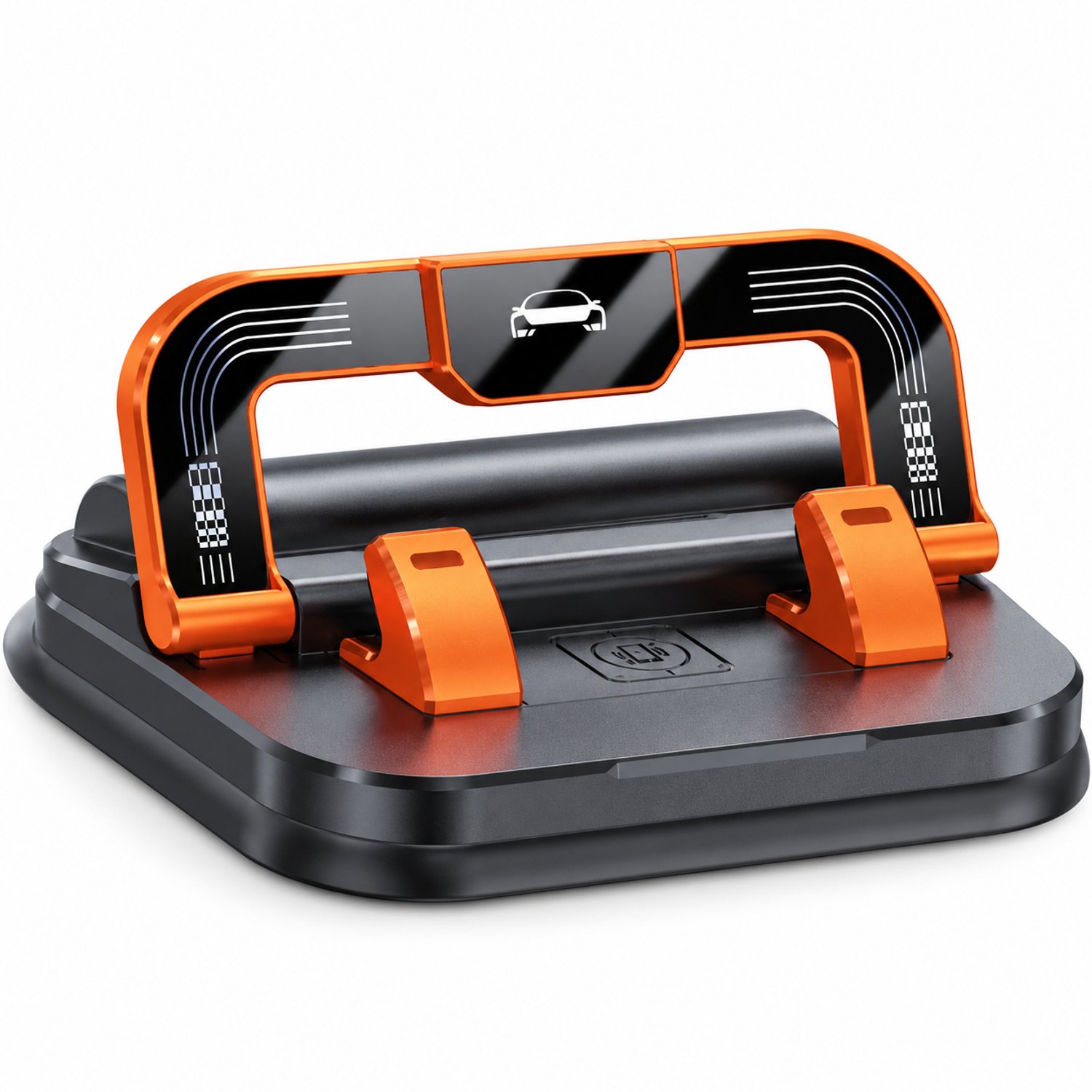 Telefoonhouders auto: oranje telefoonhouder met nummerdisplay, 2-in-1 voor op het dashboard
