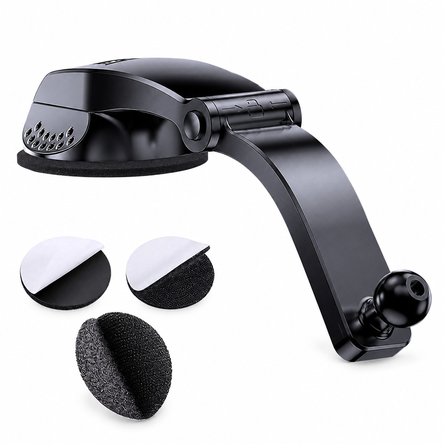 Zuignapaccessoire voor autotelefoonhouder met gebogen arm en 17 mm kogelkop