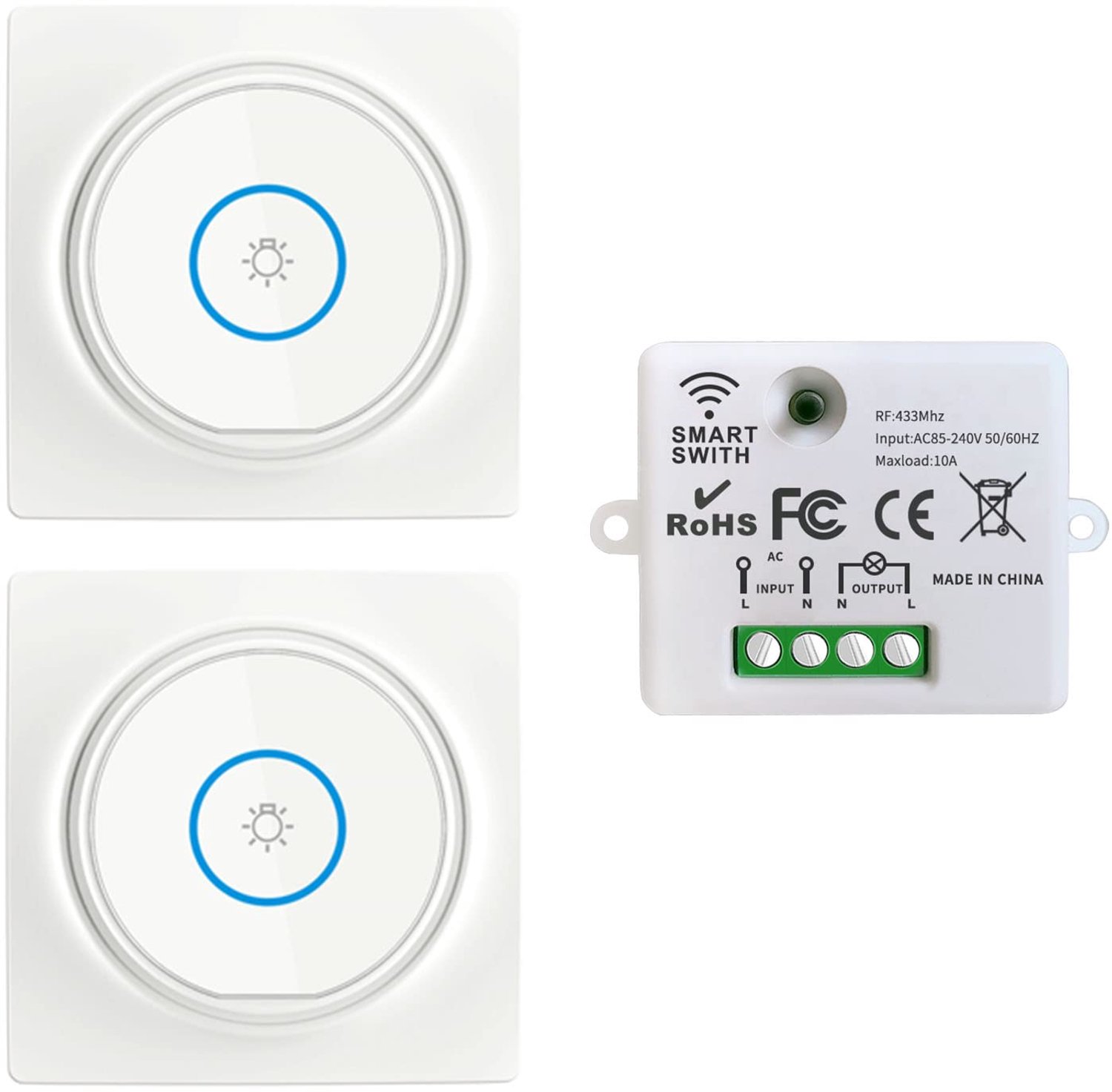Draadloze schakelaar, mobiele zelfgenerator, 433 MHz, 220 V, relais, mini-ontvanger, Rf-zender, radio, afstandsbediening, 100 m, bereik voor licht (2 schakelaars 1 ontvanger)