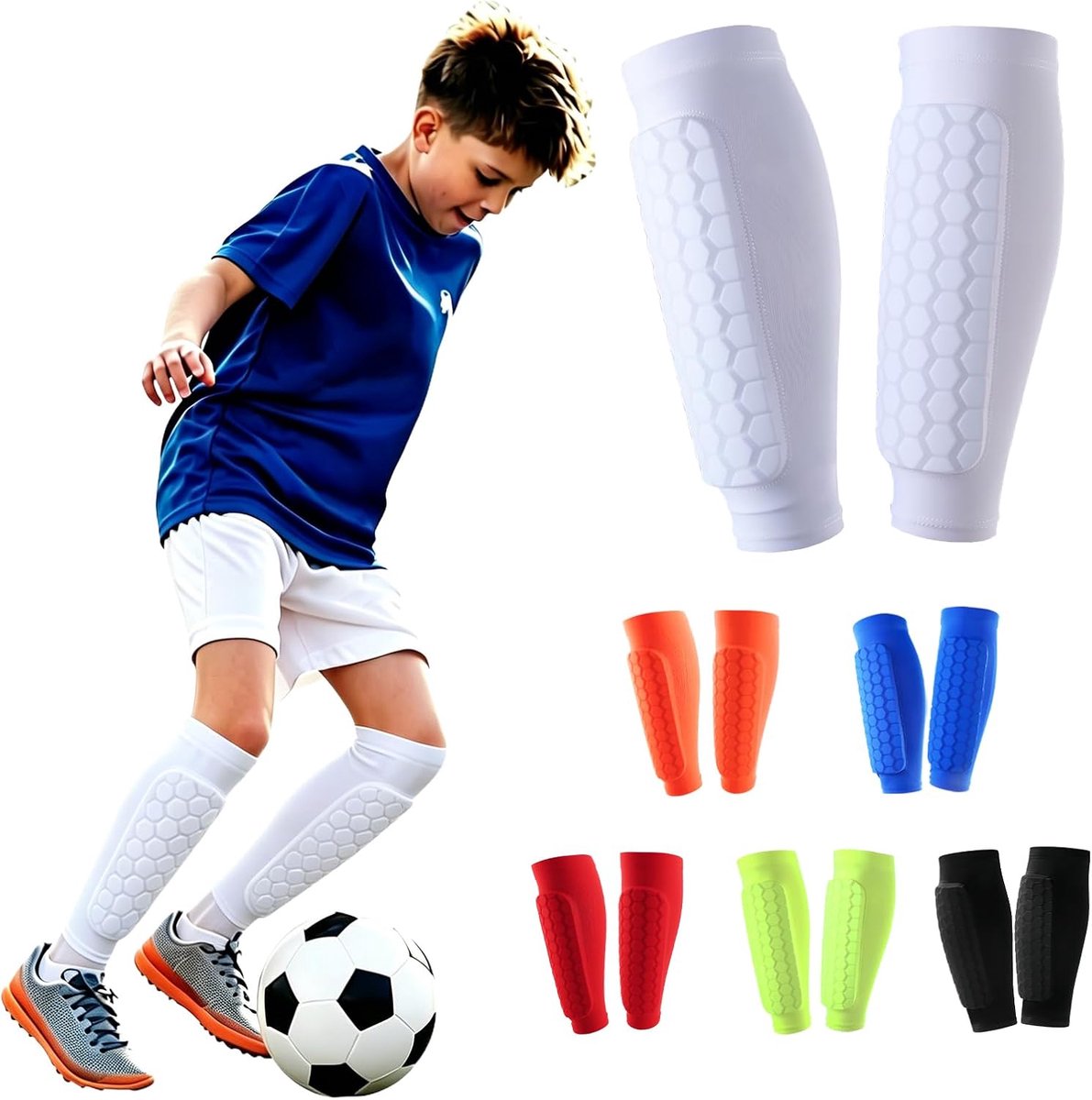 Scheenbeschermers voor kinderen, ademend en schokabsorberend, voor jongens en meisjes, ideaal voor voetbal, basketbal, fietsen, wandelen