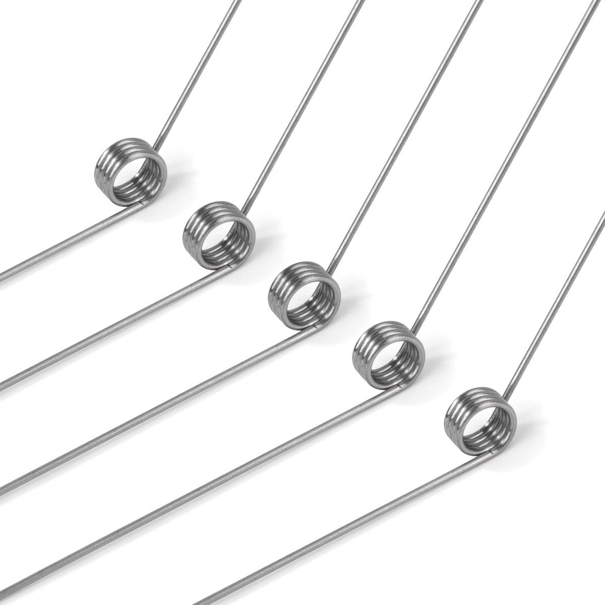 Torsieveren, draaddiameter 0,8 mm, binnendiameter 5 mm, armlengte 50 mm, hoek 135 graden, 4 omwentelingen, links, 0,8 x 5 x 50 mm