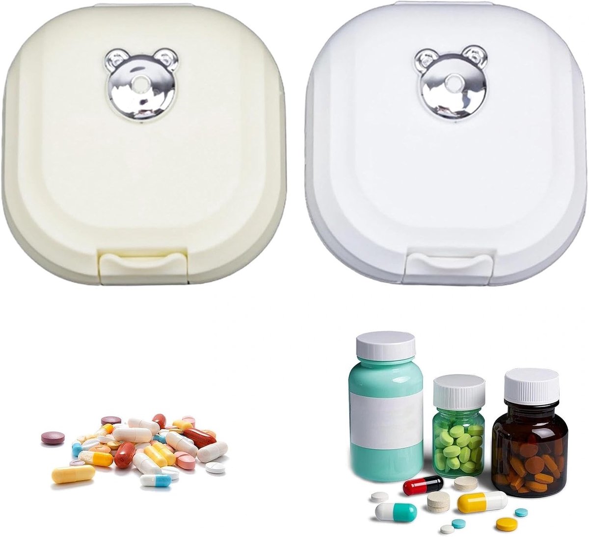 Draagbare medicijnorganizer voor 7 dagen, dubbellaagse weektablettenbox voor tabletten, vitaminen en supplementen, 2 stuks