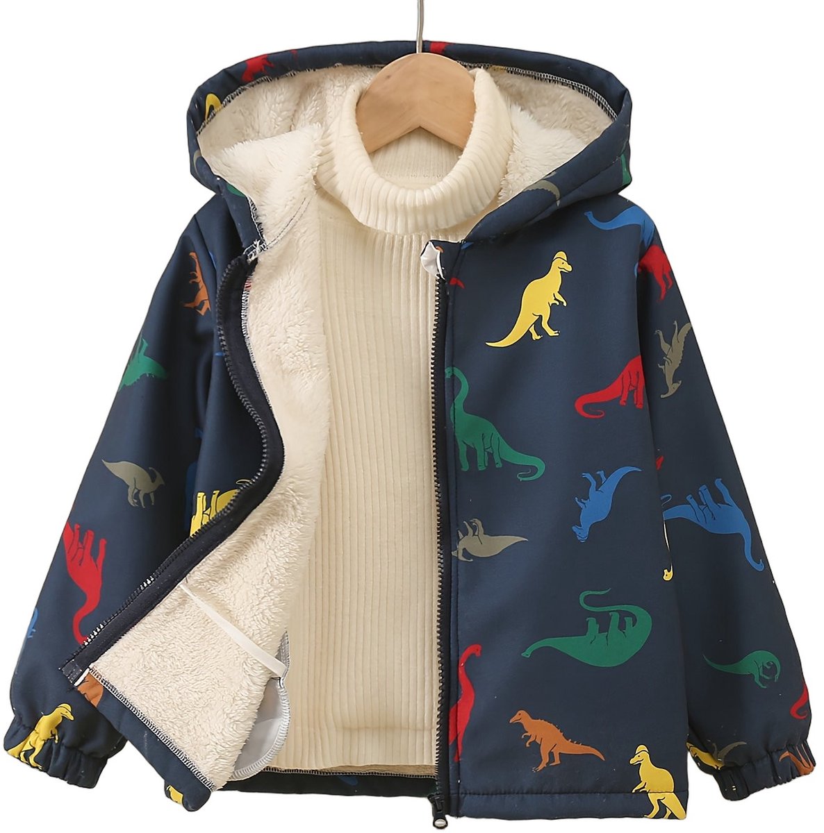 Currero Winterjas Parka Jongens Lange Jas Wintermantel Overjas Gewatteerd Waterdicht Winter Stijlvol Mantel Kinderen 7-8 Jaar Marineblauwe Dinosaurus