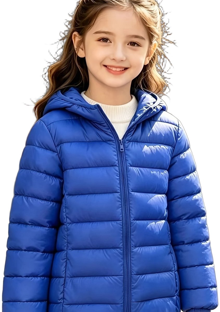 Currero Winterjas Parka Meisjes Lange Jas Meisje Wintermantel Overjas Gewatteerd Waterdicht Winter Stijlvol Mantel Kinderen 5-6 Jaar Koningsblauw