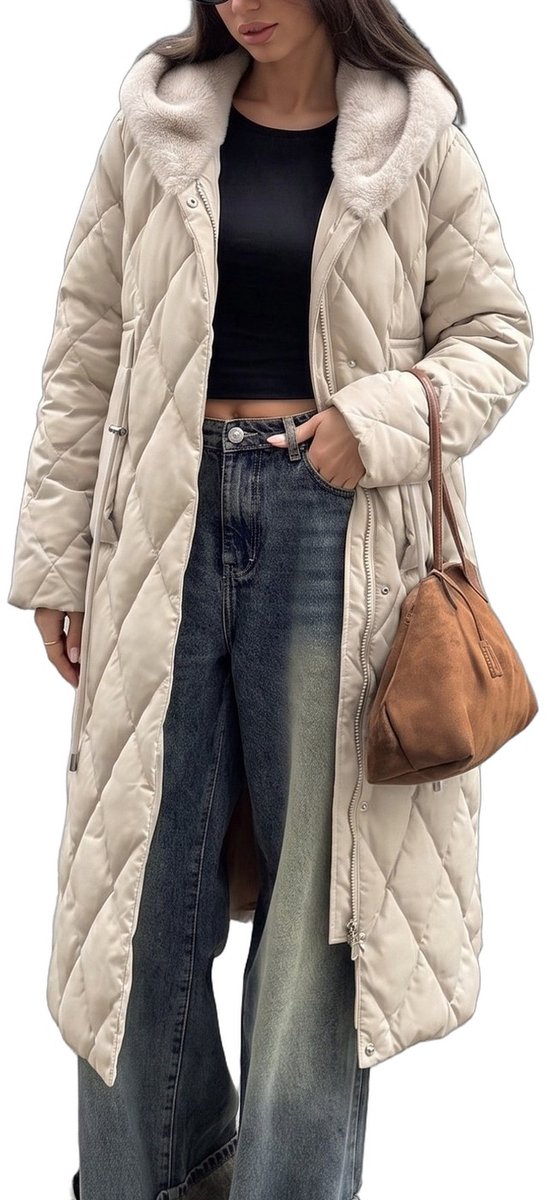 Currero Winterjas Parka Dames Lange Jas Dames Wintermantel Overjas Gewatteerd Waterdicht Winter Stijlvol Mantel Vrouwen Volwassen Lichtgrijs