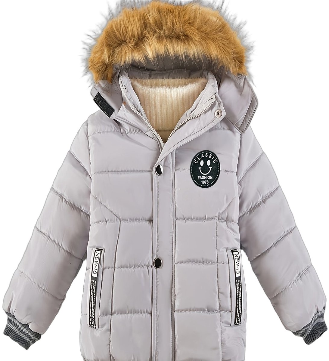 Currero Winterjas Parka Jongens Lange Jas Wintermantel Overjas Gewatteerd Waterdicht Winter Stijlvol Mantel Kinderen Lichtgrijs 2-3 Jaar