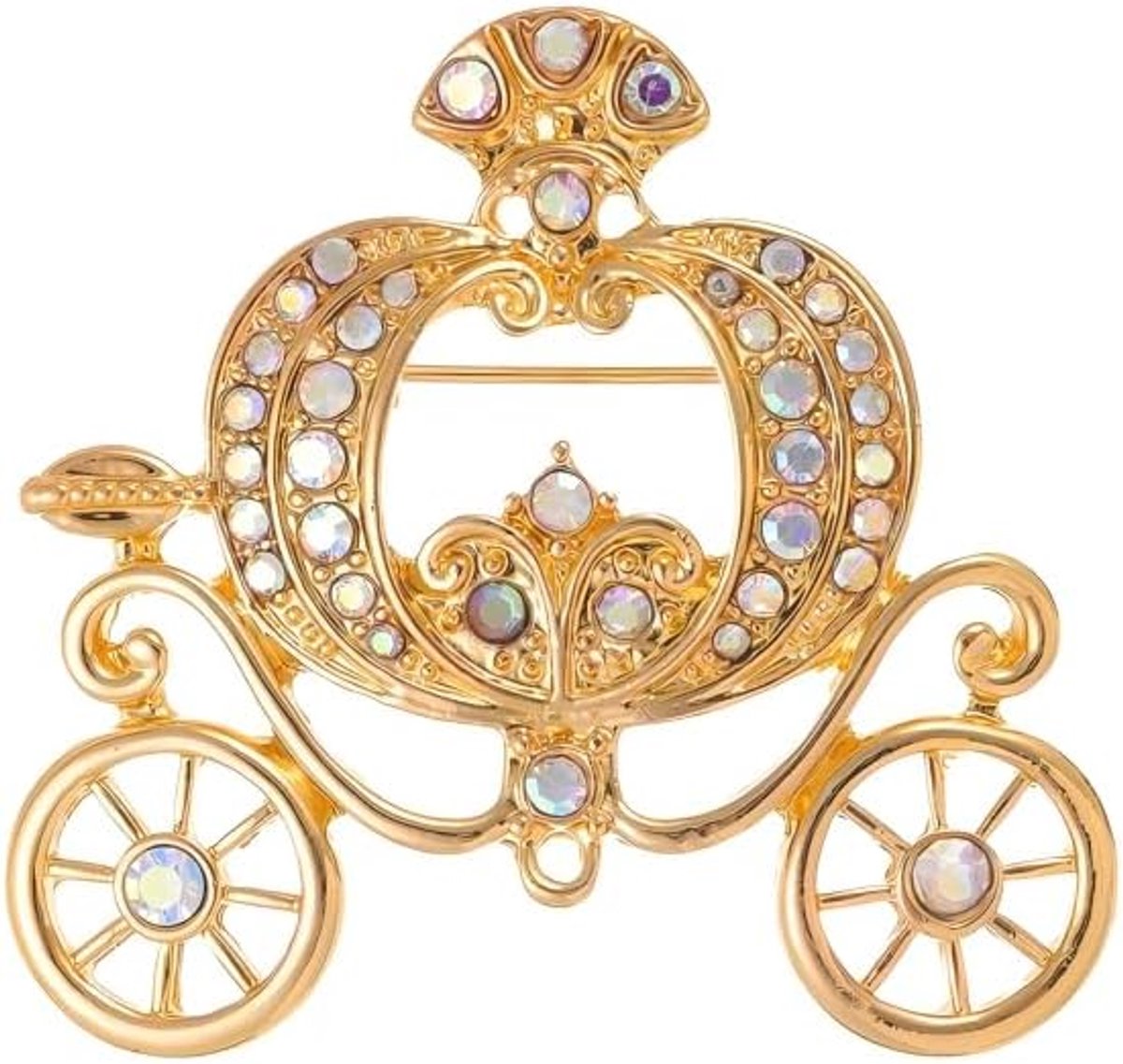 Pompoen Koets Broche Zinklegering Kristal Spelden voor Vrouwen Halloween Sieraden Tassen Pakken Jassen