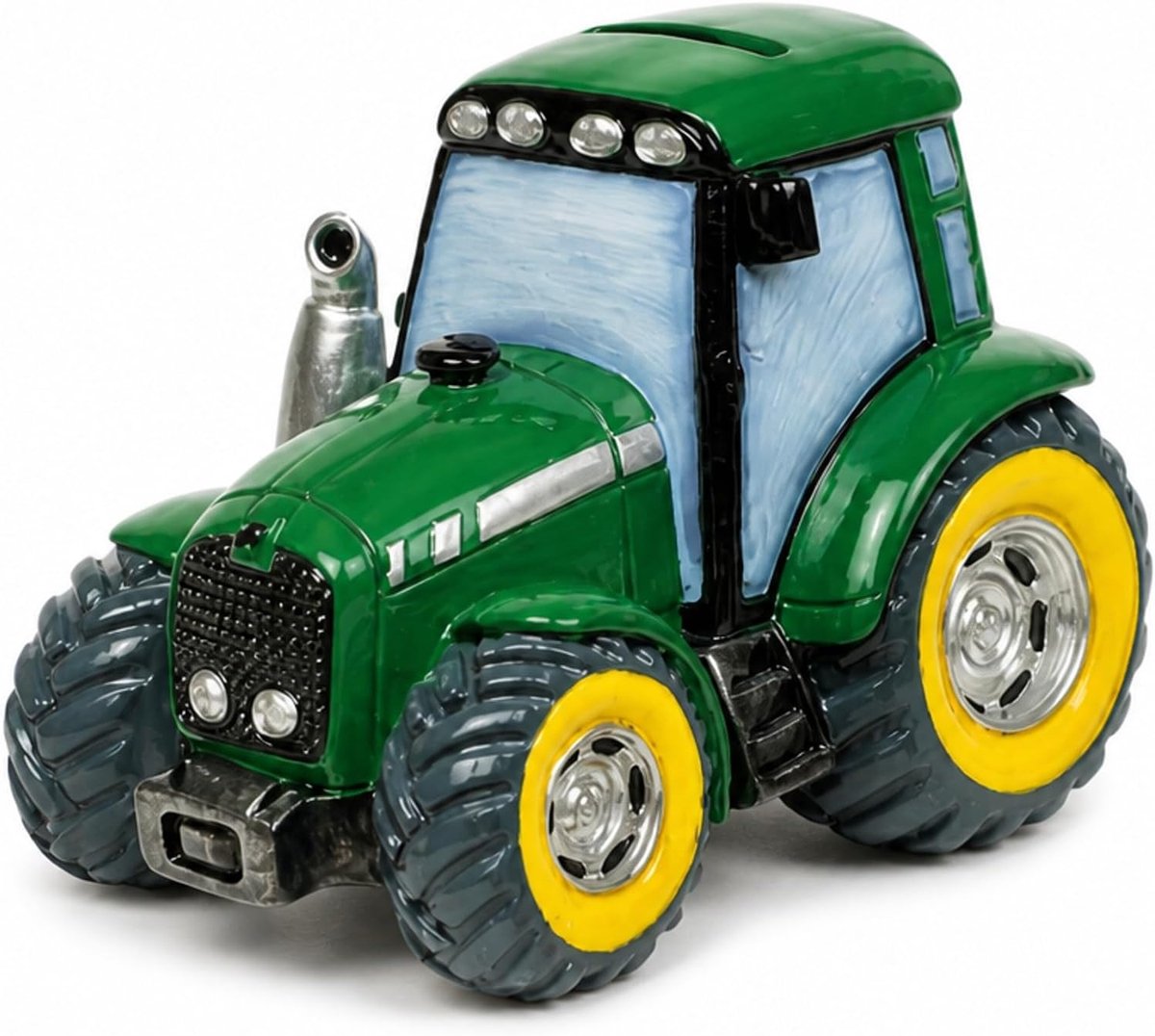 Bremen GmbH Prachtige spaarpot, spaarpot, spaarvarken, tractor met pluggen in groen, handbeschilderd