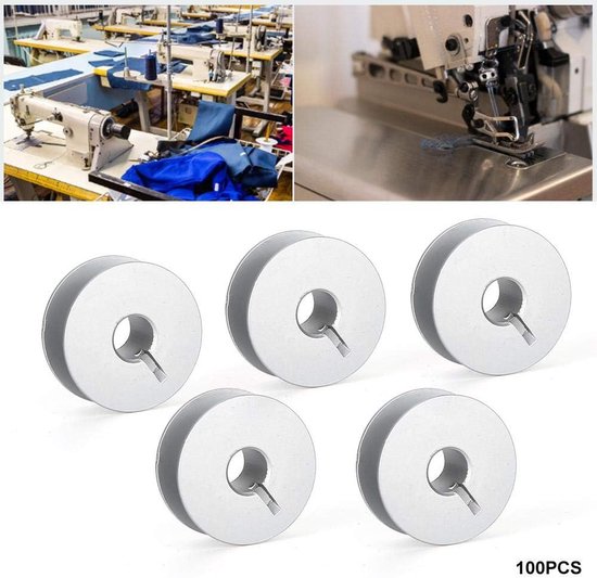 Spoelen voor naaimachines, geribbelde reserveaccessoires voor de aluminium spoel met 100 stuks 55623A voor industriële naaimachineonderdelen, eenvoudige opslag, transport en installatie — afbeelding 2