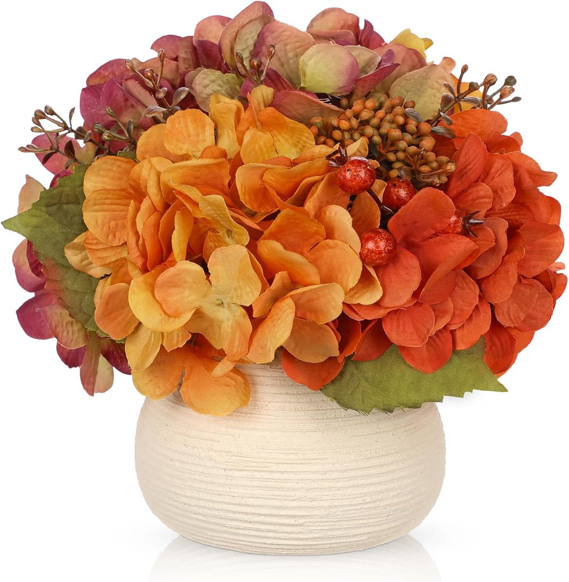 Kunstbloemen Zijde Herfst Bloemstuk in Vaas