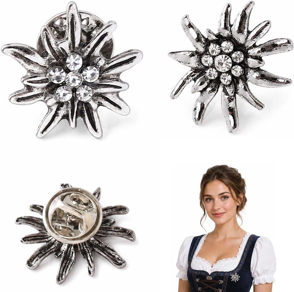 2 Stuks Edelweiss Speld,Retro Stijl,Veelzijdig,Oktoberfest Accessoires