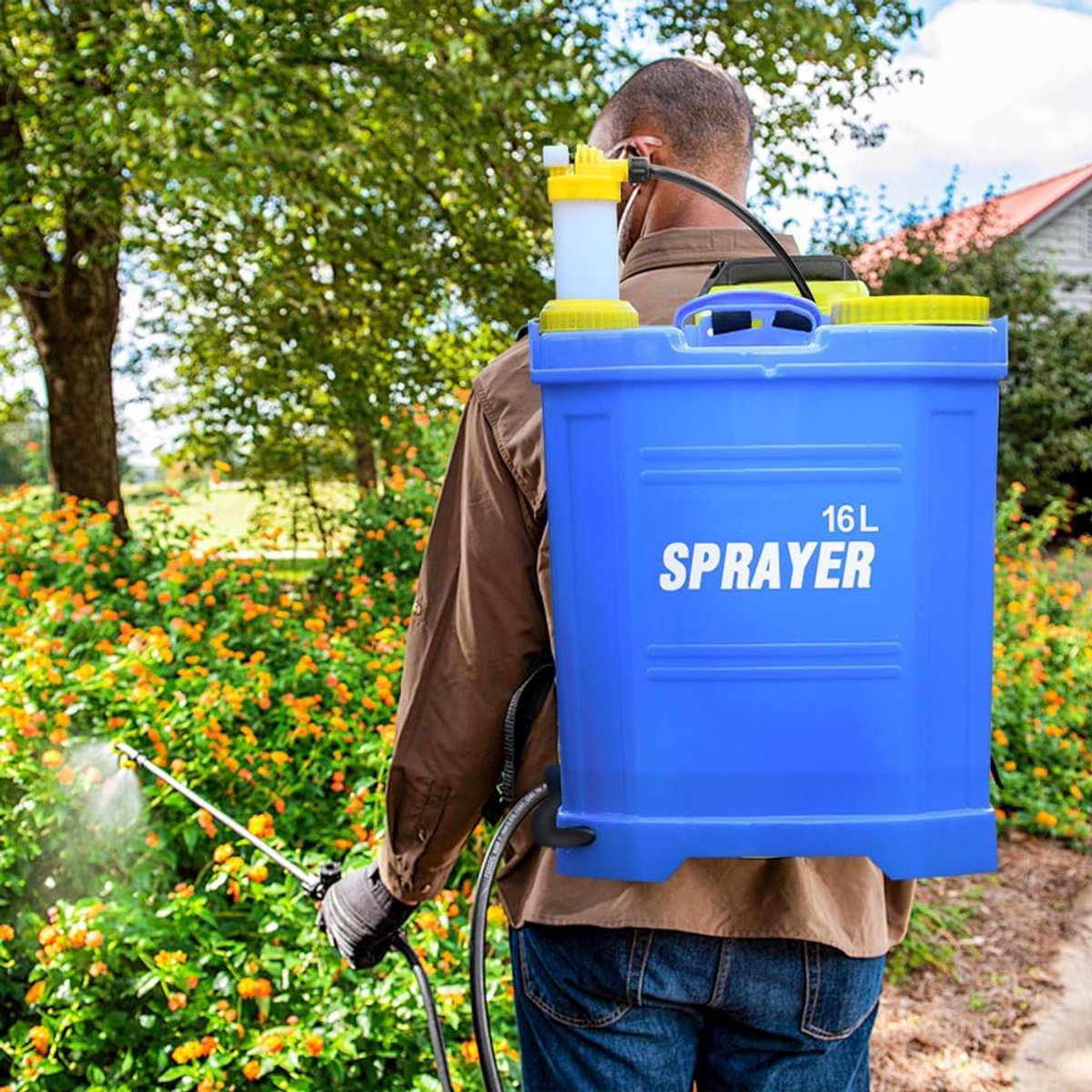 Tuinsproeier, verstelbare hoek, ontwerp met grote capaciteit 16 l, geschikt voor gebruik in de landbouw, het besproeien van bloemen en bomen