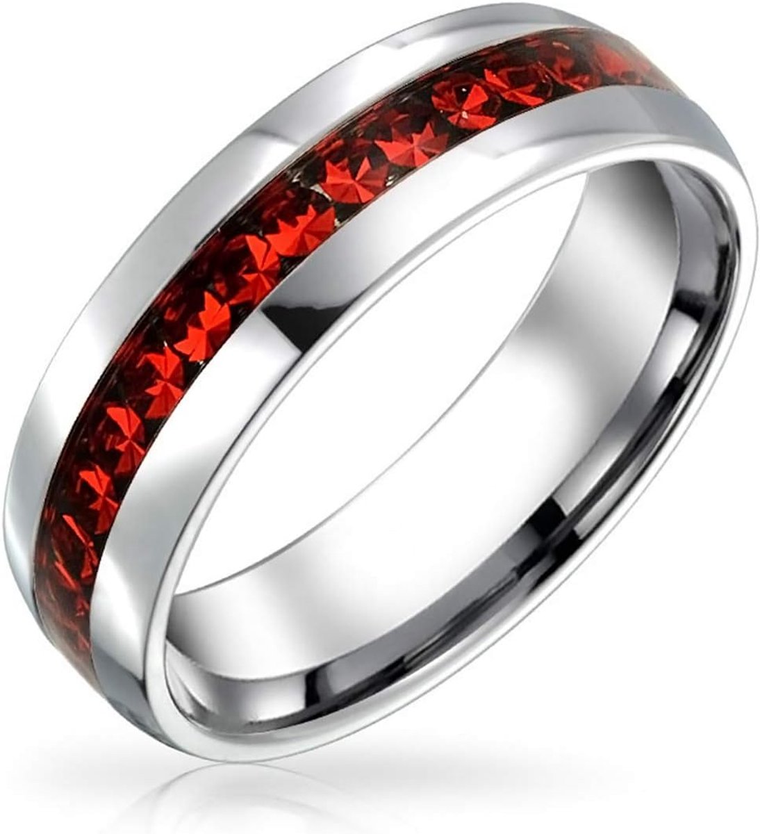 Jewelry Pas Kanaal Set Crystal Eternity Band Ring Unisex Zilver Getinte Rvs Geboortesteen Maand Kleuren 6mm Maten 5-12