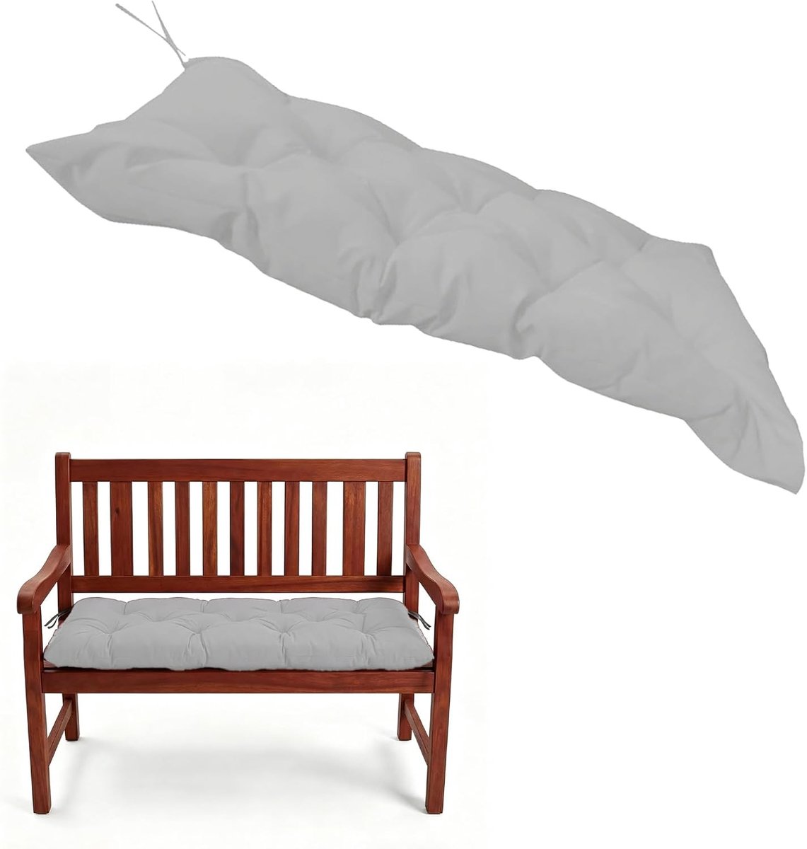Zitkussen, voor binnen en buiten, 120 x 50 x 10 cm, tuinbank, stoelkussen, schommelbank, tuin (lichtgrijs)