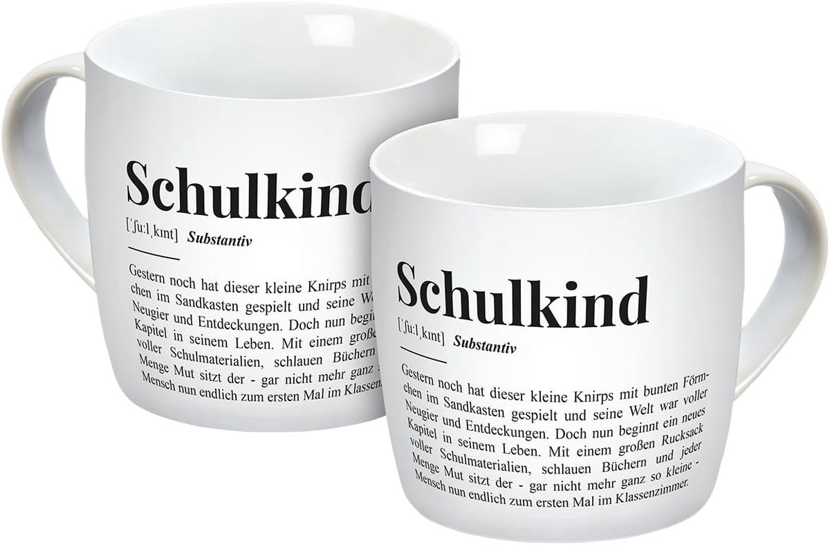 Schoolkind 300 ml, porseleinen mok, koffiemok, kinderbeker, school, eerste schooldag, cadeau, porselein, Gedalabels