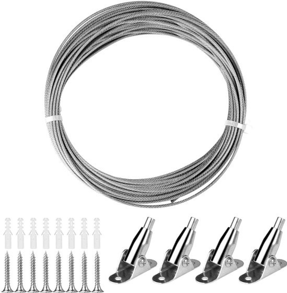 2 mm x 10 m Staalkabel Met PVC-Coating - Roestvrijstalen Kabel voor Gordijnen Waslijn Hanglamp - In Lengte Verstelbaar