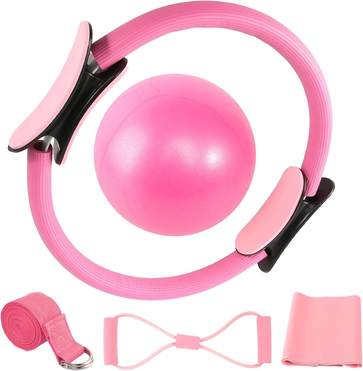 Complete Pilates Set voor Thuis met Pilates Bal, Ring, Yoga Strap en Weerstandsbanden voor Effectieve Oefeningen en Verbeterde Flexibiliteit