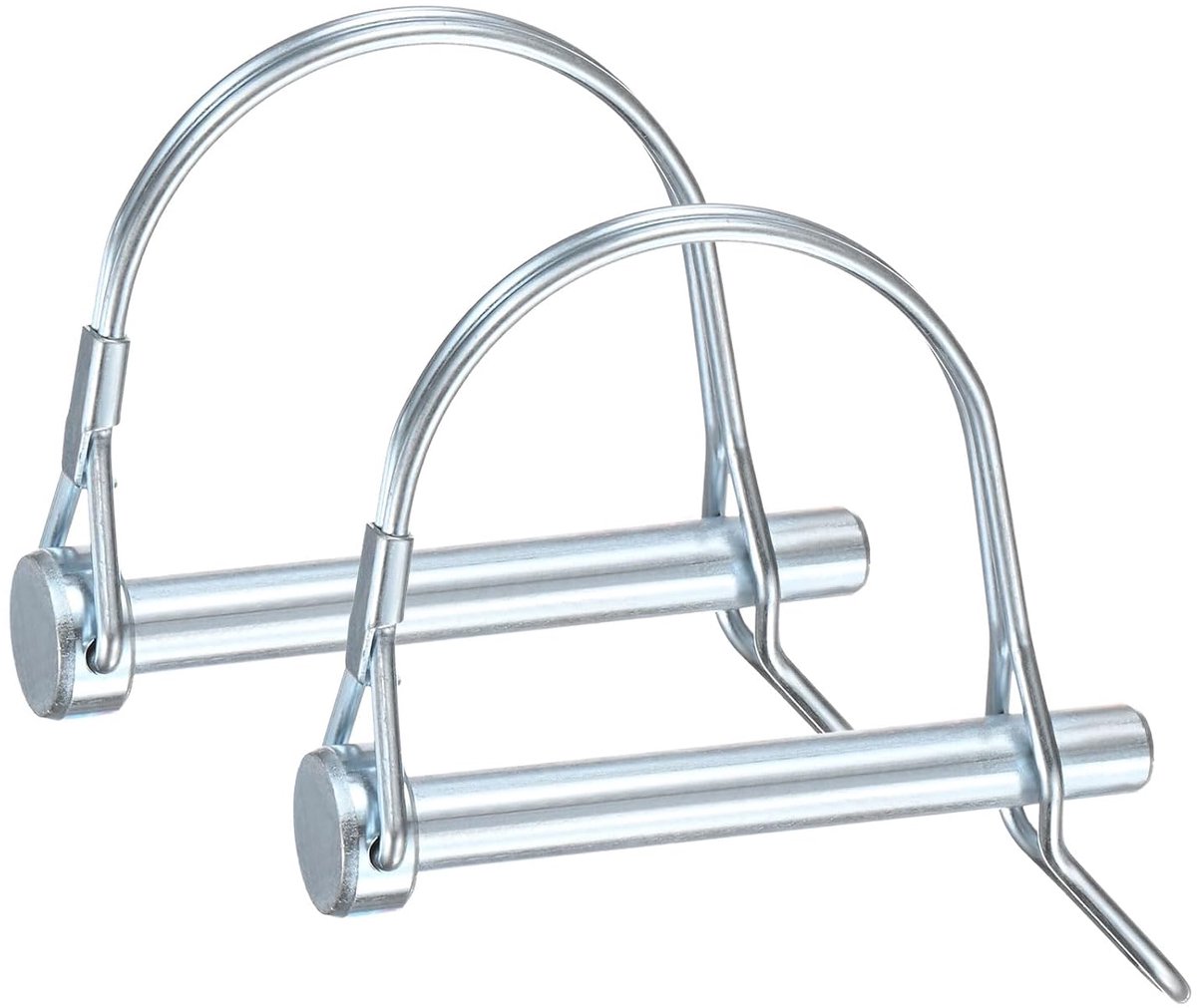 Set van 2 koppelingspinnen voor aanhangers, diameter 13/40 cm, lengte 6 cm, van verzinkt koolstofstaal, met ronde boog en veiligheidsdraad