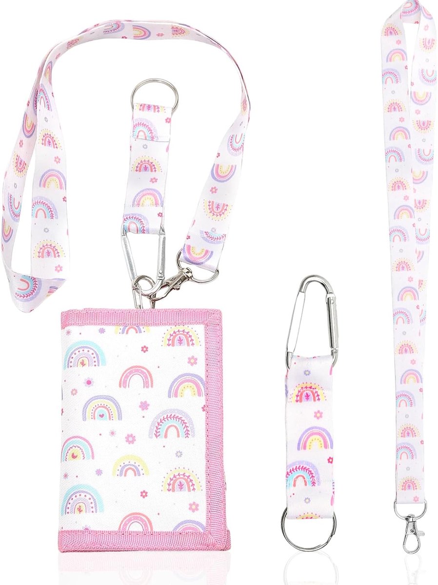 Kinderportemonnee, 1 pak portemonnee voor meisjes en jongens, drievoudige tiener portemonnee met schattig regenboogpatroon, coole voetbalprint portemonnee met ritssluiting, muntvak, vakken