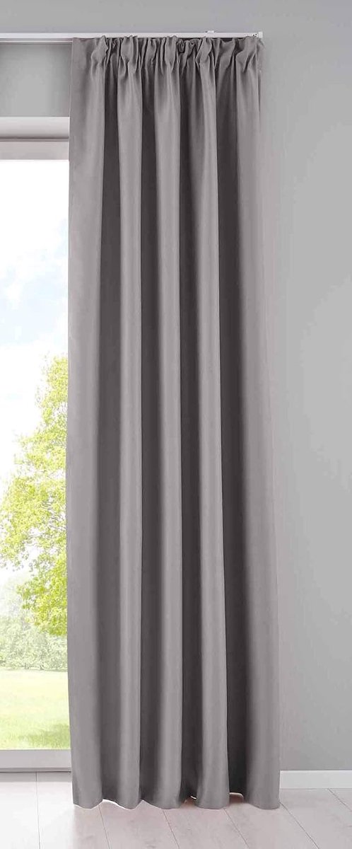 Ondoorzichtig »Newyork« 202020610 Ondoorzichtige lussen, grijs, H x B 245 x 295 cm, 1-pack thermo-gordijn, verduisteringsgordijn, geluidsisolerend, Oeko-Tex plooiband