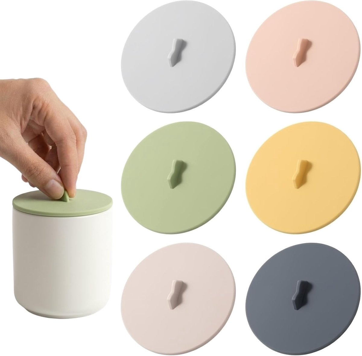 Set van 6 siliconen deksels, universele glazen afdekking voor drinkglazen, lekvrij en stofdicht deksel voor bekers, voedselveilige siliconen (10 cm, 6 kleuren) ​