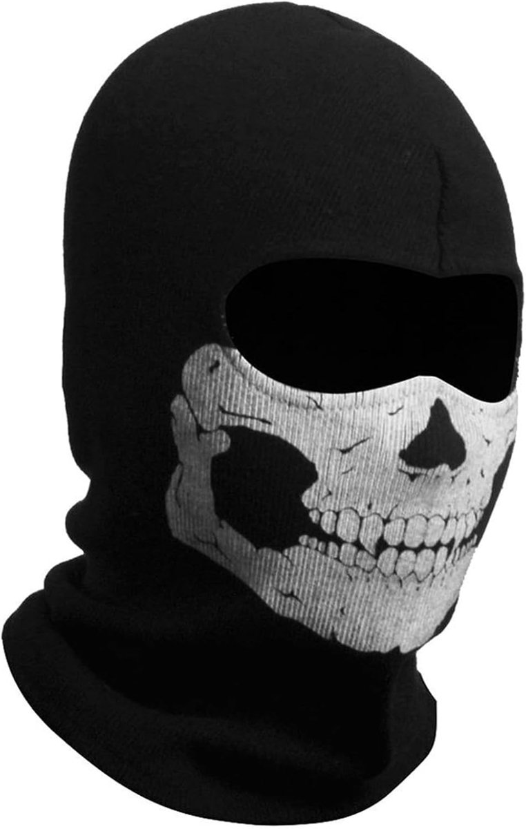 Balaclava Ghost masker, bivakmuts, doodshoofd, motorfiets, doodshoofd, masker, geschikt voor cosplay-feesten, Halloween, outdoorsport, motorfiets, fietsen, skiën
