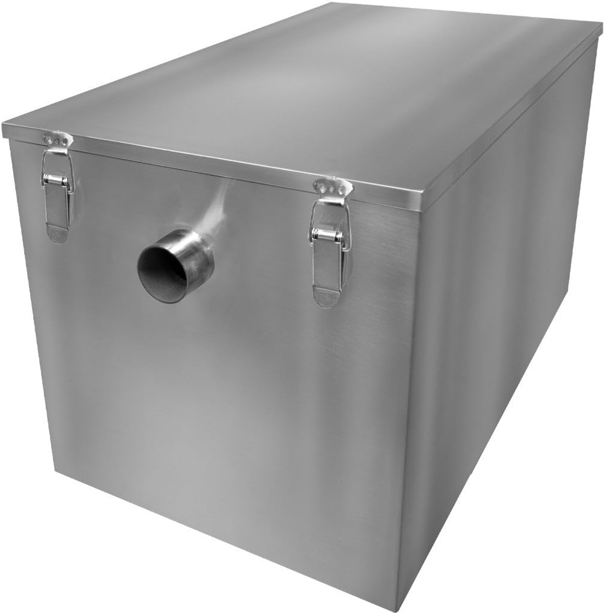 120L Roestvrijstalen Commerciële Vetafscheider Onder Gootsteen Interceptor 18KG Afvalvet Olie Waterfilter Scheider Horeca Restaurant Keuken Hotel Café 50mm Inlaat Uitlaat Compact 41cm x 45cm x 65cm