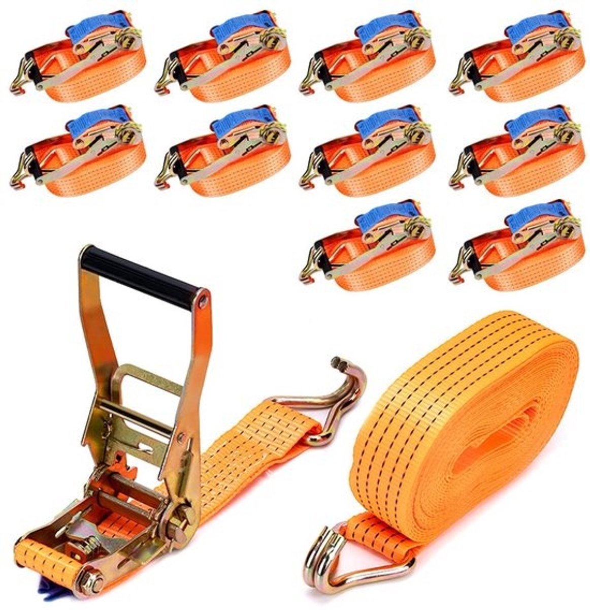 Spanbanden - Met ratel en haken - 5000 kg - 10 stuks - 6 meter