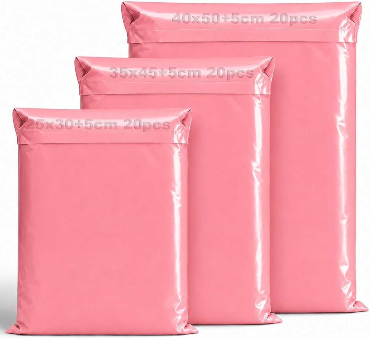 Kleding mix verzendzakken PE 60 stuks roze