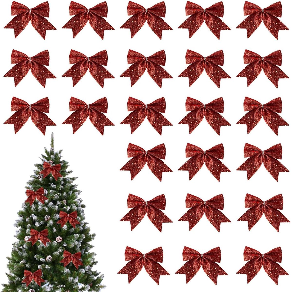 Strikken, kerstdecoratie, kerstboomversiering voor Kerstmis, cadeaudecoratie, feest, bruiloftsdecoratie, rood