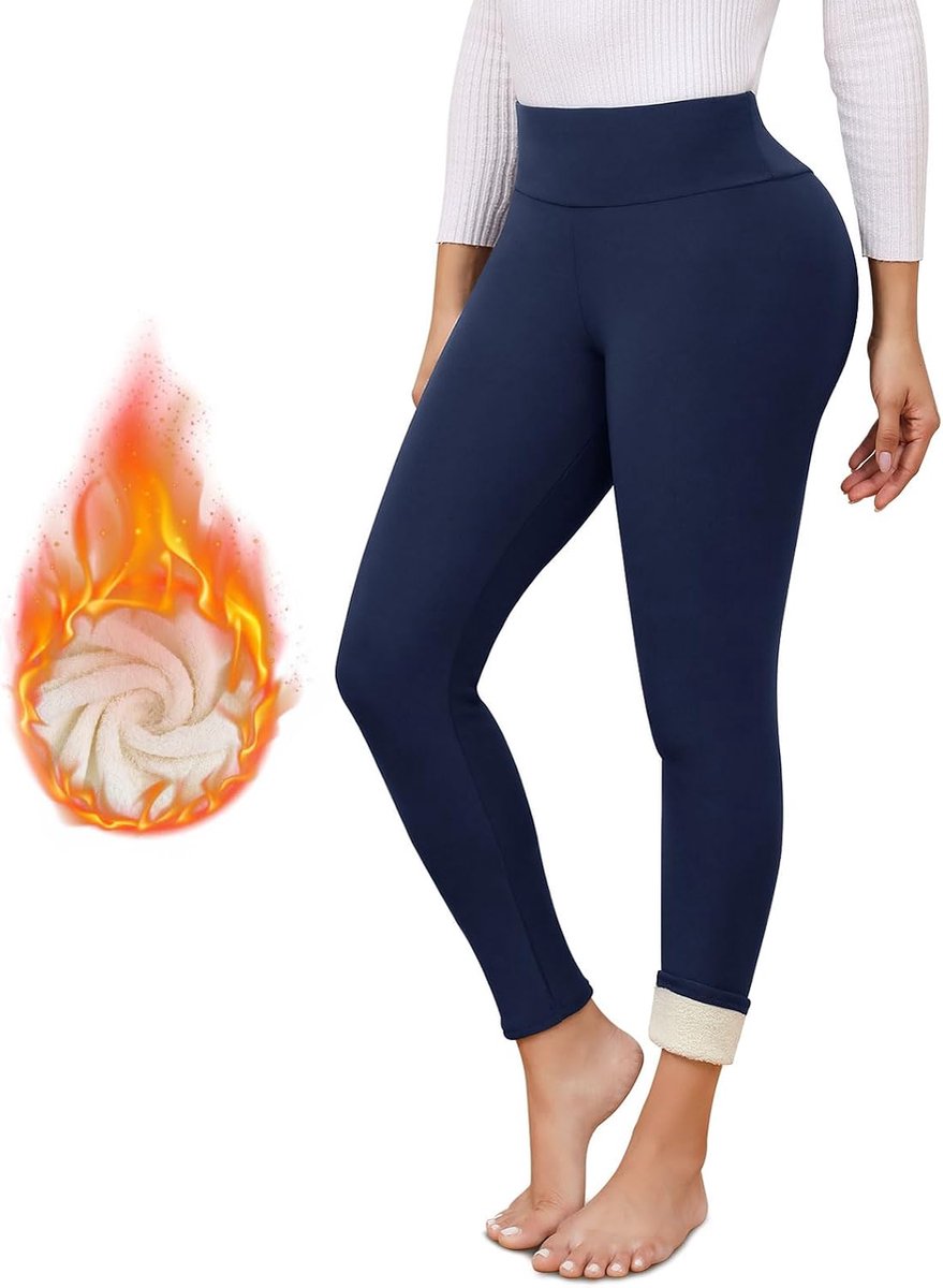 Leggings voor dames, gevoerd, dikke thermische legging, wollige hoge taille, ondoorzichtig, sportlegging voor de winter, warme fleece legging