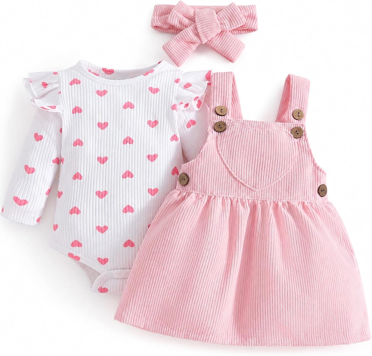 Meisje Kleding Pasgeboren Peuter Meisje Jurk Outfit Lange Mouw Ruche Romper Top met Boog Hoofdband Set voor 0-18M Baby