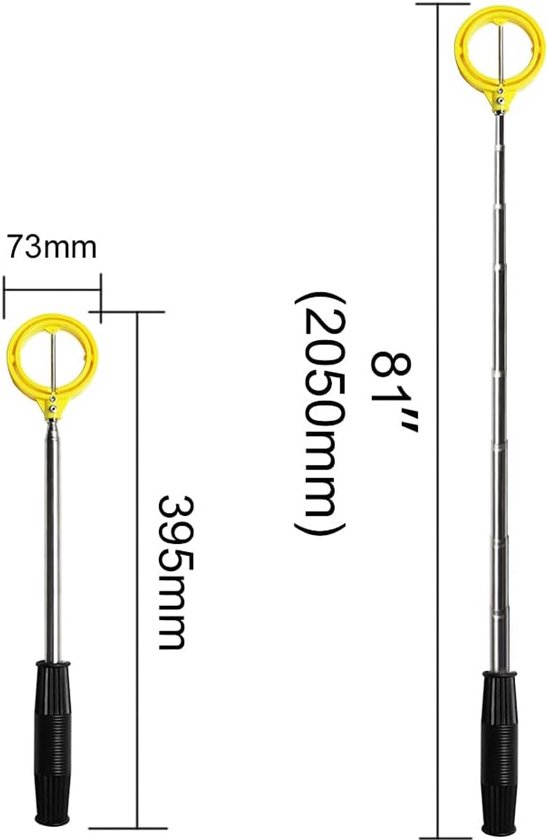 Uitrekbare golf raper - Golf sport accessoire - Waterbal vangstang - uitschuifbaar 205cm, automatische greep, geen bukken nodig - Roestvrij staal - 40×7×7 cm, 7 cm kop — afbeelding 2