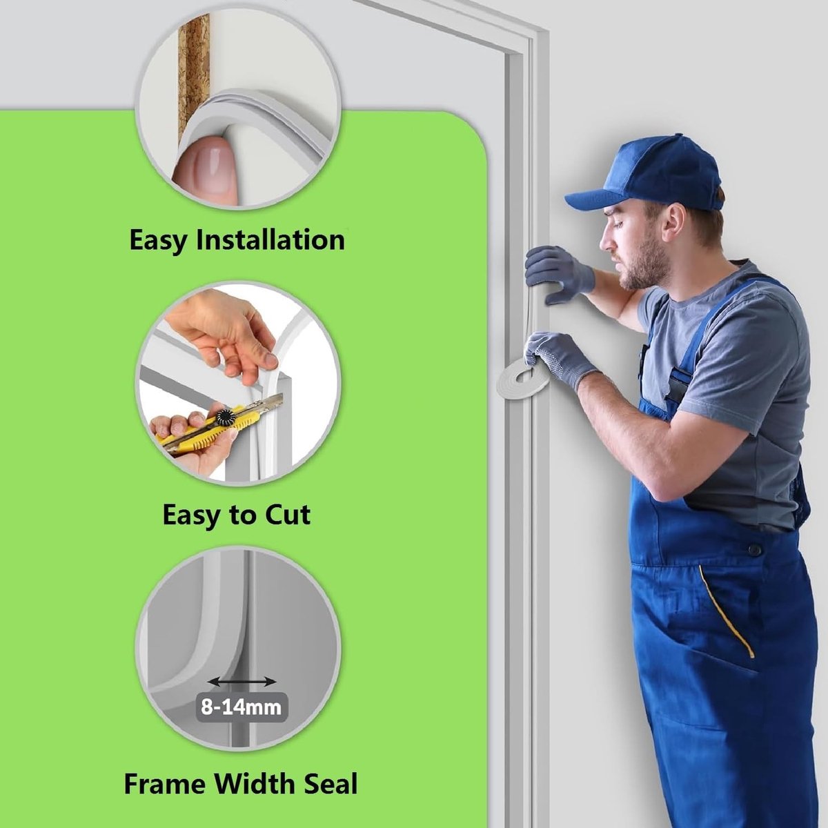 Geluiddichte Deurafdichting voor Houten Frames, Tochtstrip en Raamafdichting, Ideaal voor Kamers en Deuren (5 Meter)