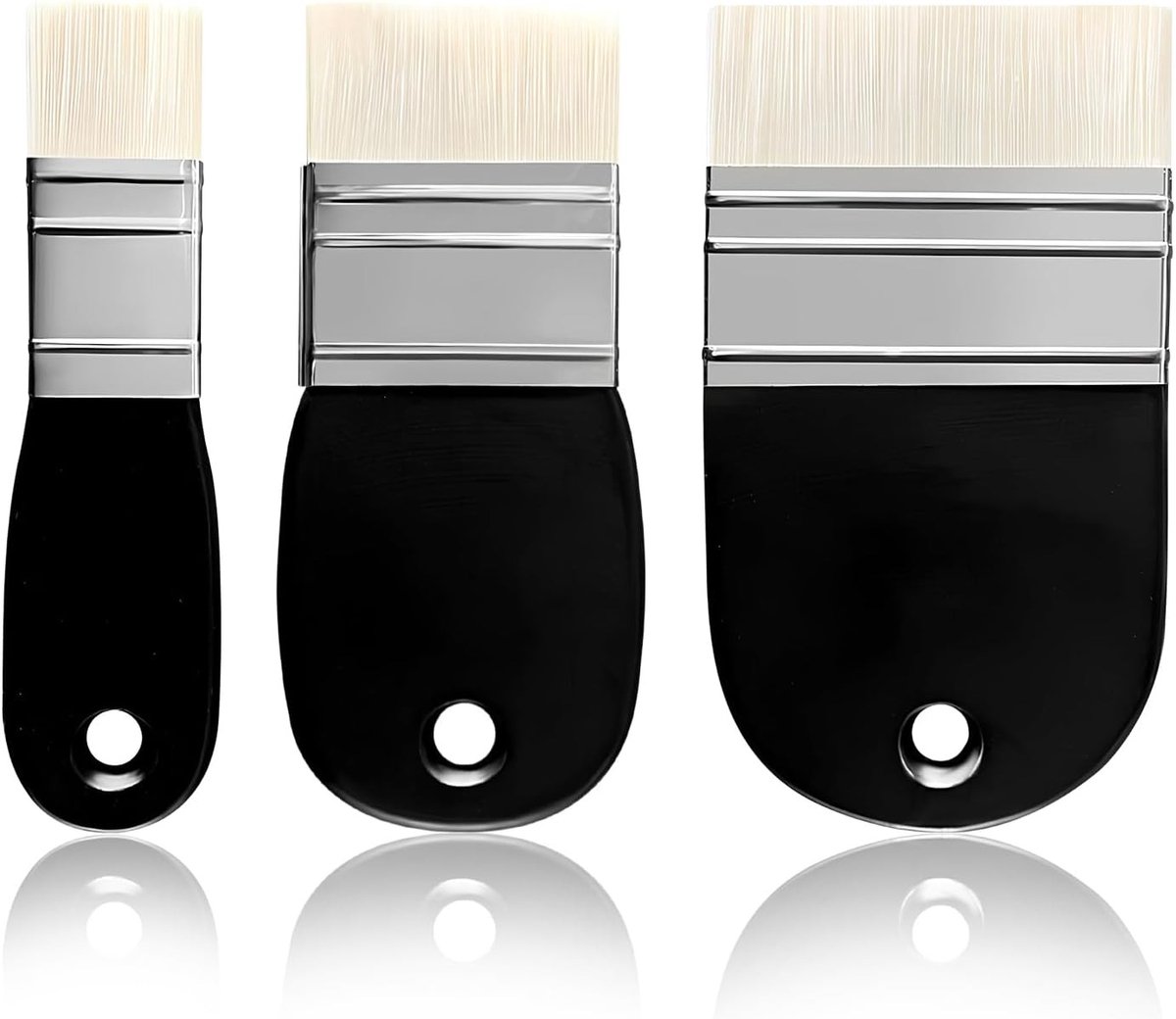 Set van 3 Brede Verfkwasten voor Acrylverf - Herbruikbare Nylon Penseel met Platte Punt in 3 Maten voor Schilderen en Kunstprojecten