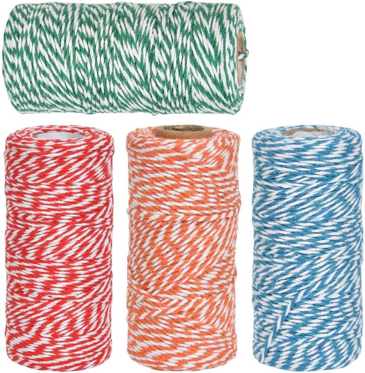 Katoenen Touw voor Macramé en Handgemaakte Creaties - 4 Rollen van 2mm, Kleurrijk en Sterk voor Tuinieren, Bakken en DIY Projecten