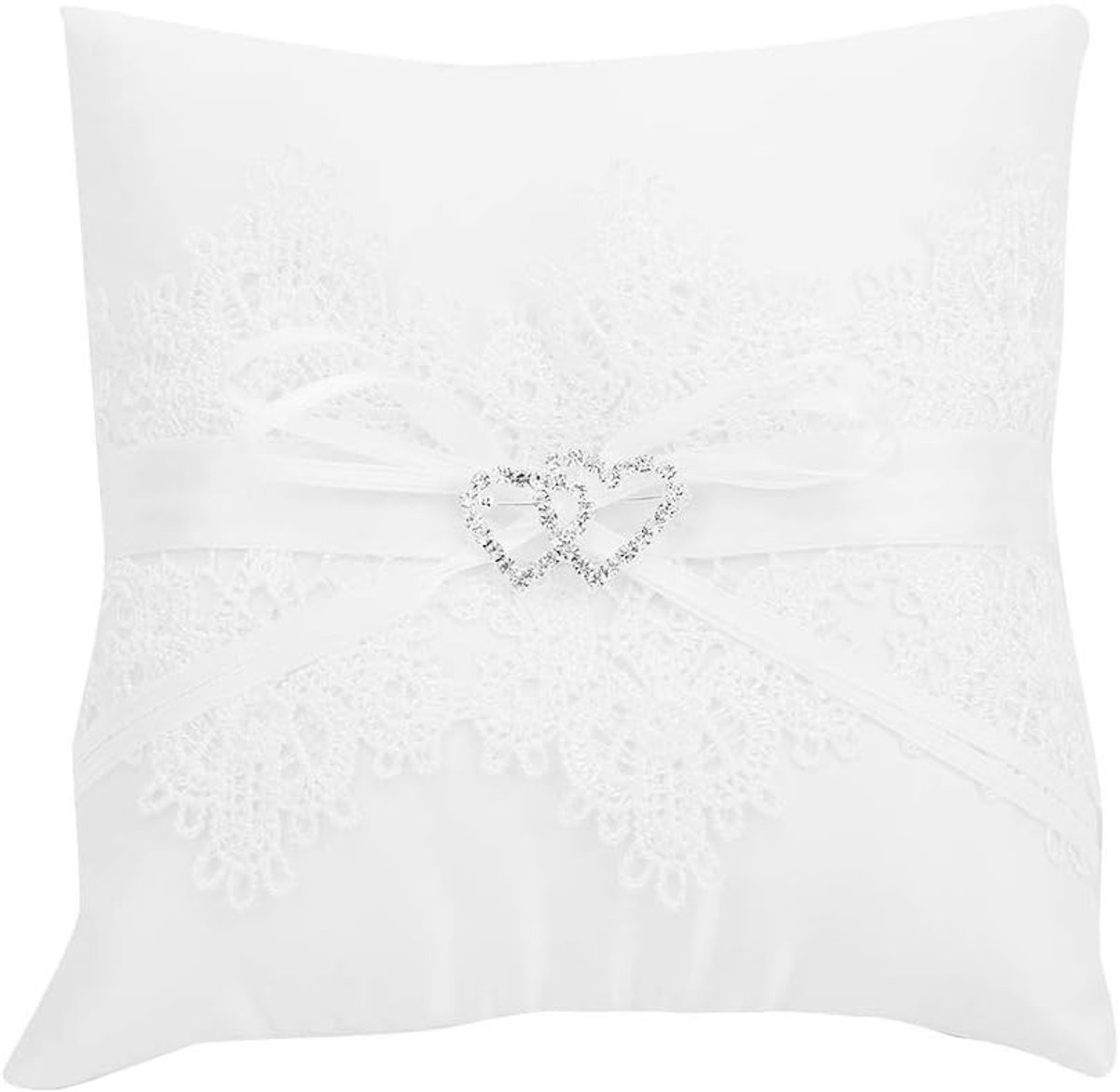 Elegante Satijnen Bloemmeisjesmand en Ringenkussen met Kanten en Bloemen voor Bruiloft en Verloving