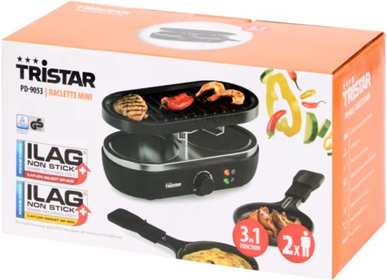 Tristar PD-9053 Raclette Mini - Voor 2 Personen - Compact & Gebruiksvriendelijk — afbeelding 3
