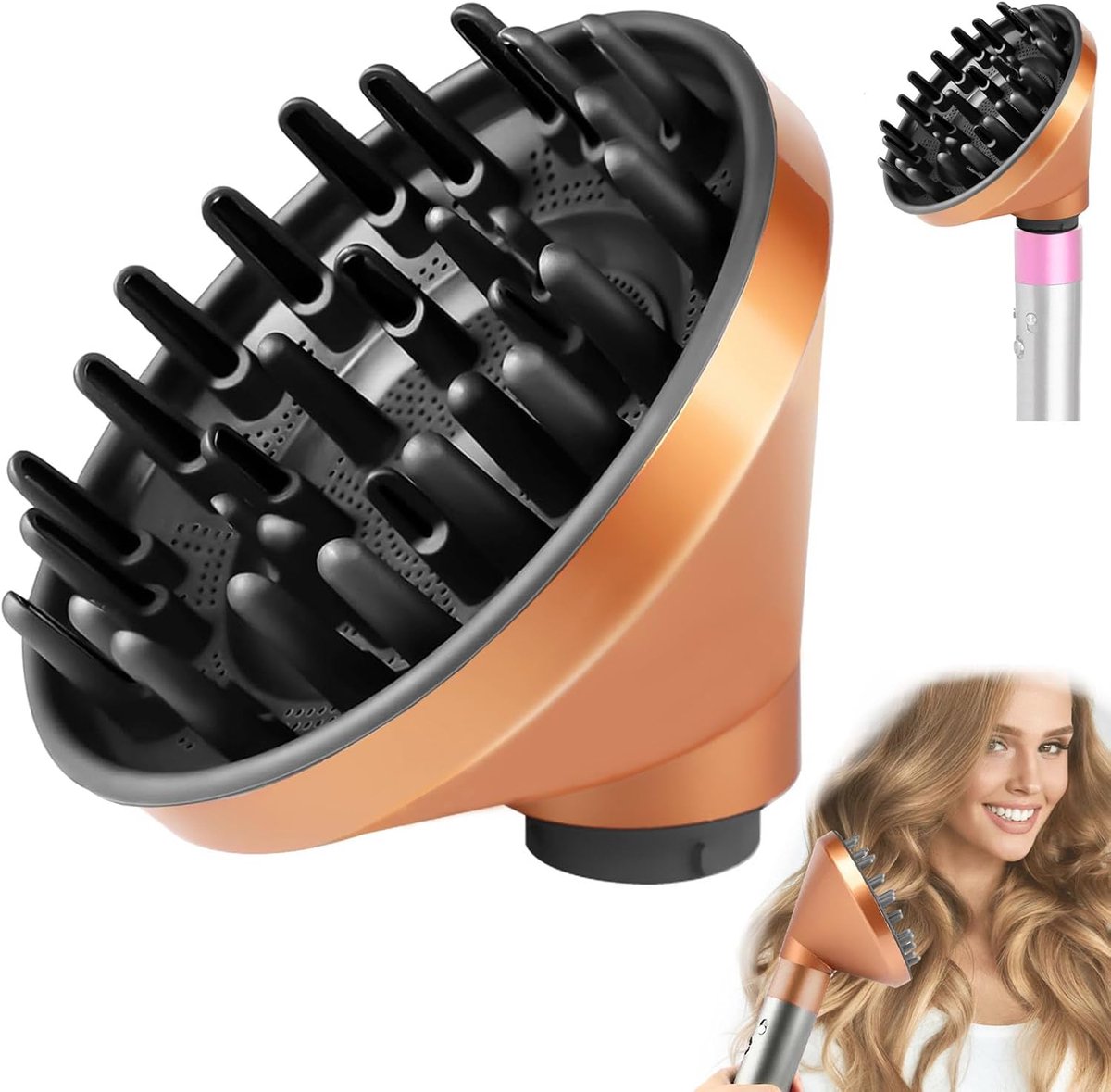 Compatibele diffuser geschikt voor Dyson Airwrap Styler HS01 HS05 accessoires, converteerbaar diffusermondstuk geschikt voor Airwrap Styler naar föhn - goud