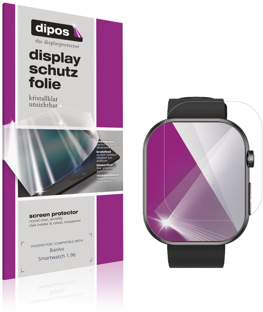 dipos – 6x Beschermfolie geschikt voor Banlvs Smartwatch 1.96 | Krasbestendige & heldere Screenprotector Ultra-Thin