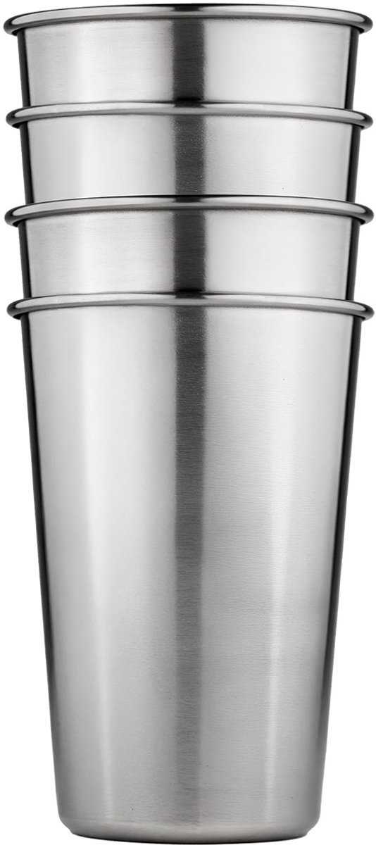 BOROUX RVS drinkbekers - set van 4 stuks - 470 ml per beker