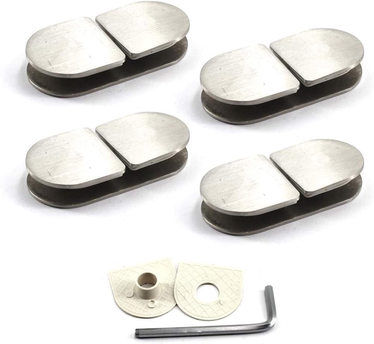 Glasplaatbeugels voor wandmontage 8-12mm - Dubbelzijdige roestvrijstalen clips voor glazen planken - Set van 4 stevige steunbeugels