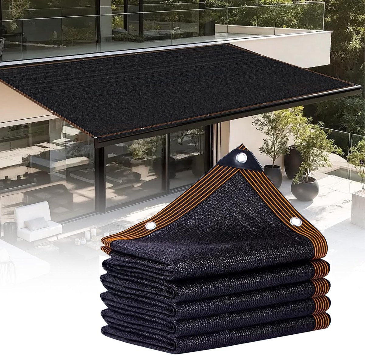 Schaduwnet, zonweringsnet, schaduwzeil, tuin, moestuin, schaduw, terras, buiten, schaduwdoek met oogjes, voor kas, tuin, pergola, huisdierhuis (2 x 3)