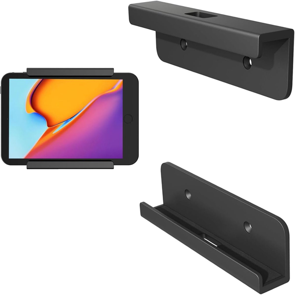tablet-wandhouder, compatibel met iPad, Samsung, Xiaomi, Lenovo, wandmontage, zwart