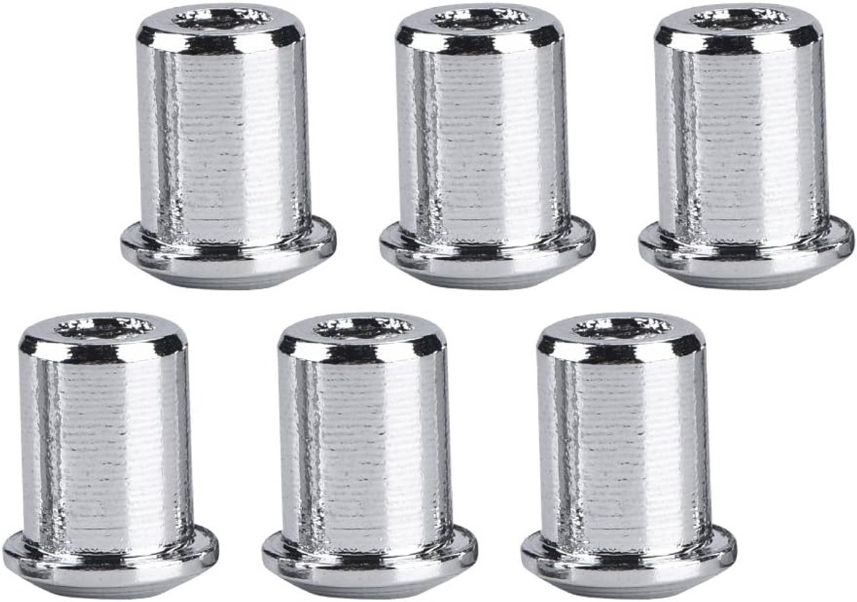 ferrules gitaar, gitaarsnaar montage ferrules, 6 stuks gitaar montage ferrules door body snaar montage ferrules vervanging voor elektrische gitaar bas (zilver)