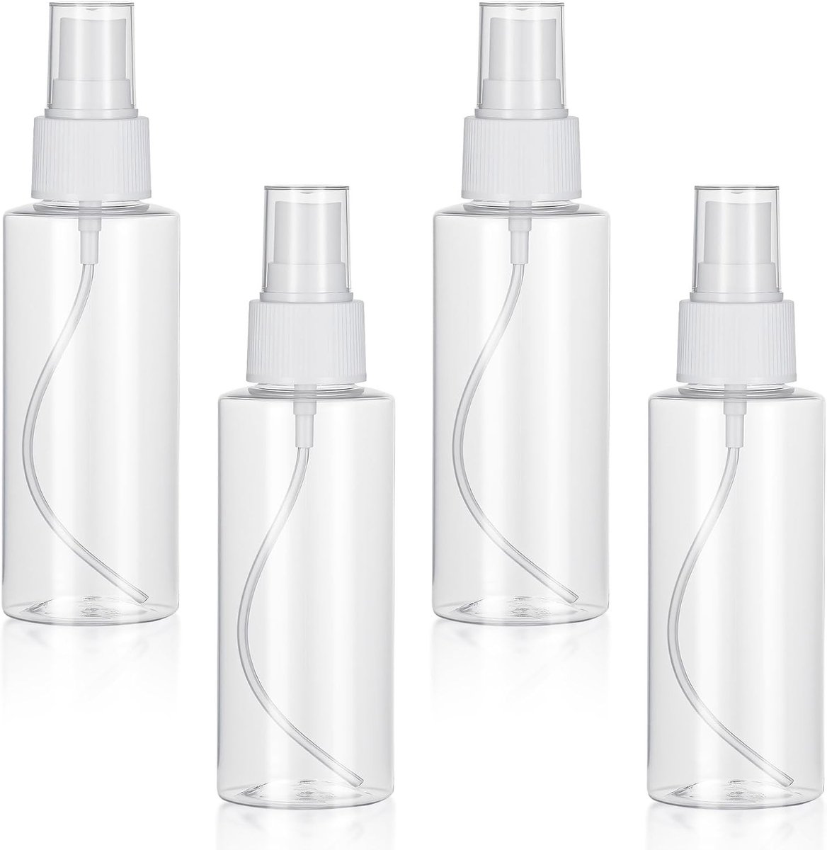 4 Stuks Kleine Sprayflessen, Herbruikbare Mini Plastic Flessen voor Reizen, Duidelijke Flessen voor Parfum en Cosmetica, Fijne Nevelverstuivers en Opbergcontainers