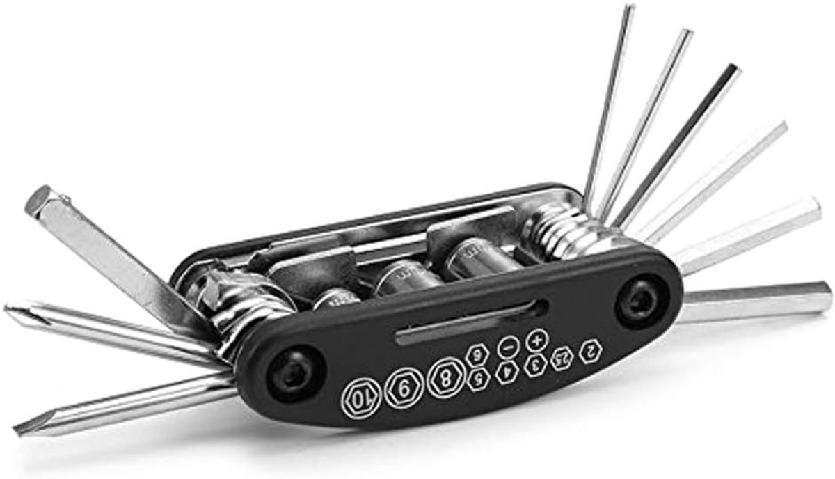 16 in 1 Multi Functionele Fiets Reparatie Set voor Fietsen - zwart