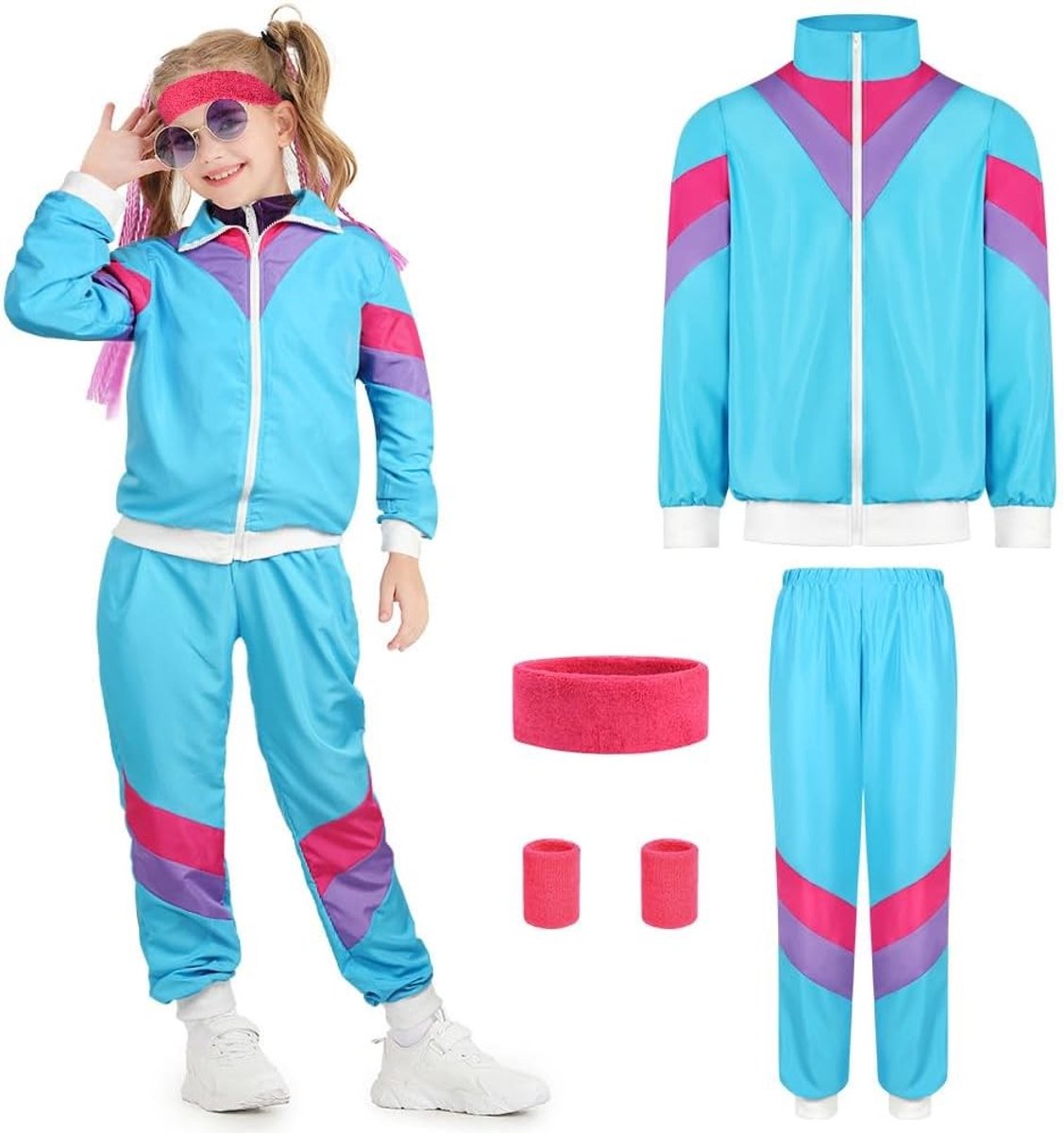 80s en 90s kostuum voor kinderen, disco outfit, feestkleding, Halloween verkleedkleding, retro kostuum