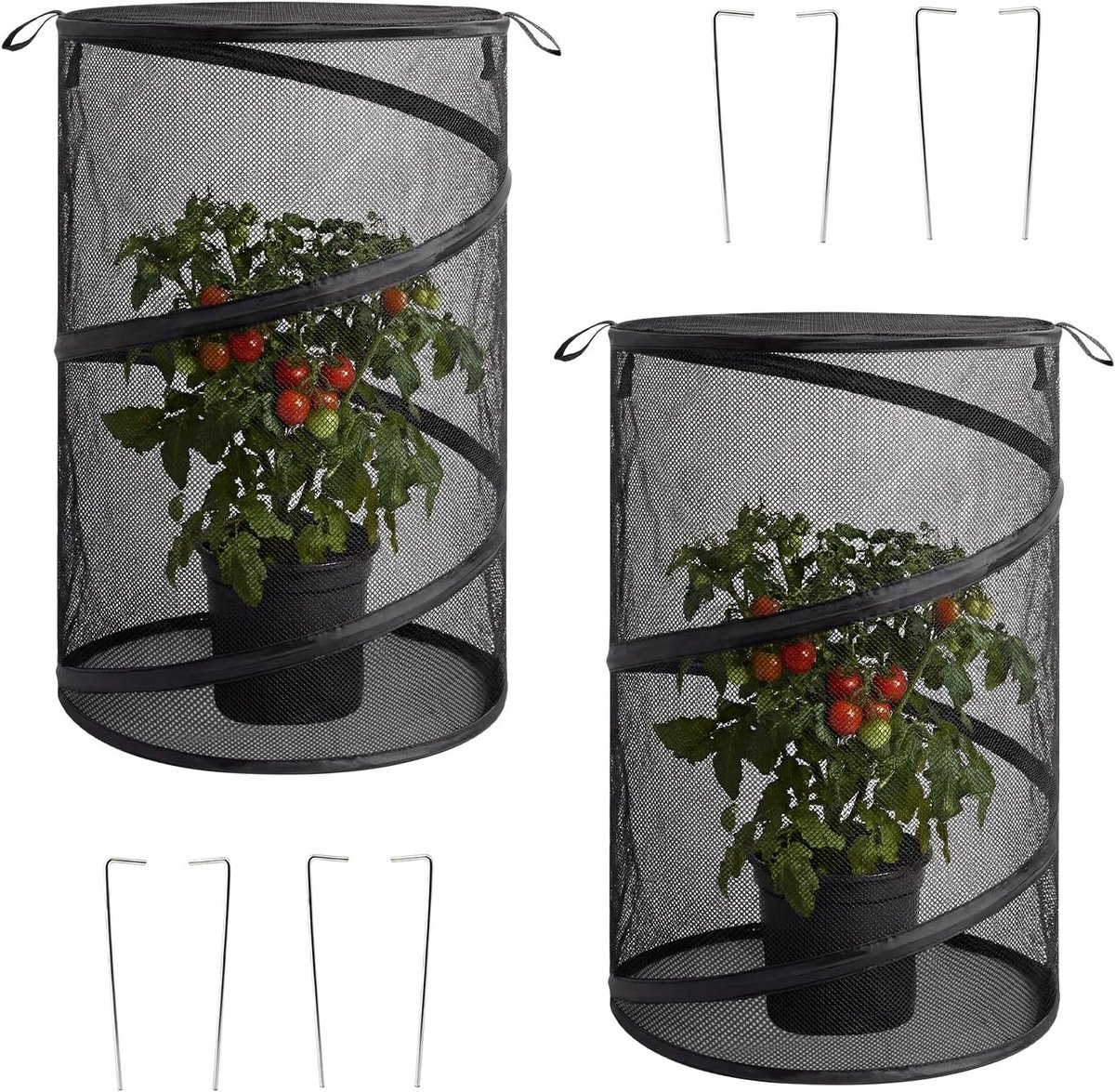 2-delige set (30 x 60 cm) pop-up beschermnet voor de tuin – Tuinnet voor buiten ter bescherming van bloemen en groenten tegen dieren, vogels en pluimvee; inclusief 4 grondpennen.